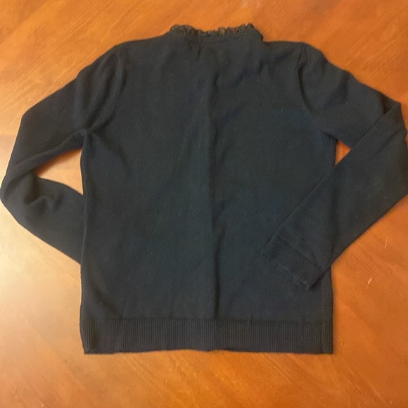 Vintage Pure Alfred Sung Medium Women’s Cardigan Black Cotton Ruffle - Picture 3 of 7